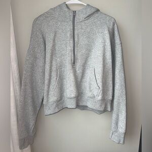 Aritzia TNA Sweatfleece - Boyfriend Fit - Gray Half-Zip Hoodie